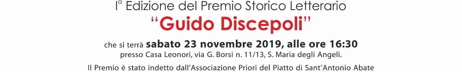 I° Edizione del Premio Storico Letterario “Guido Discepoli”